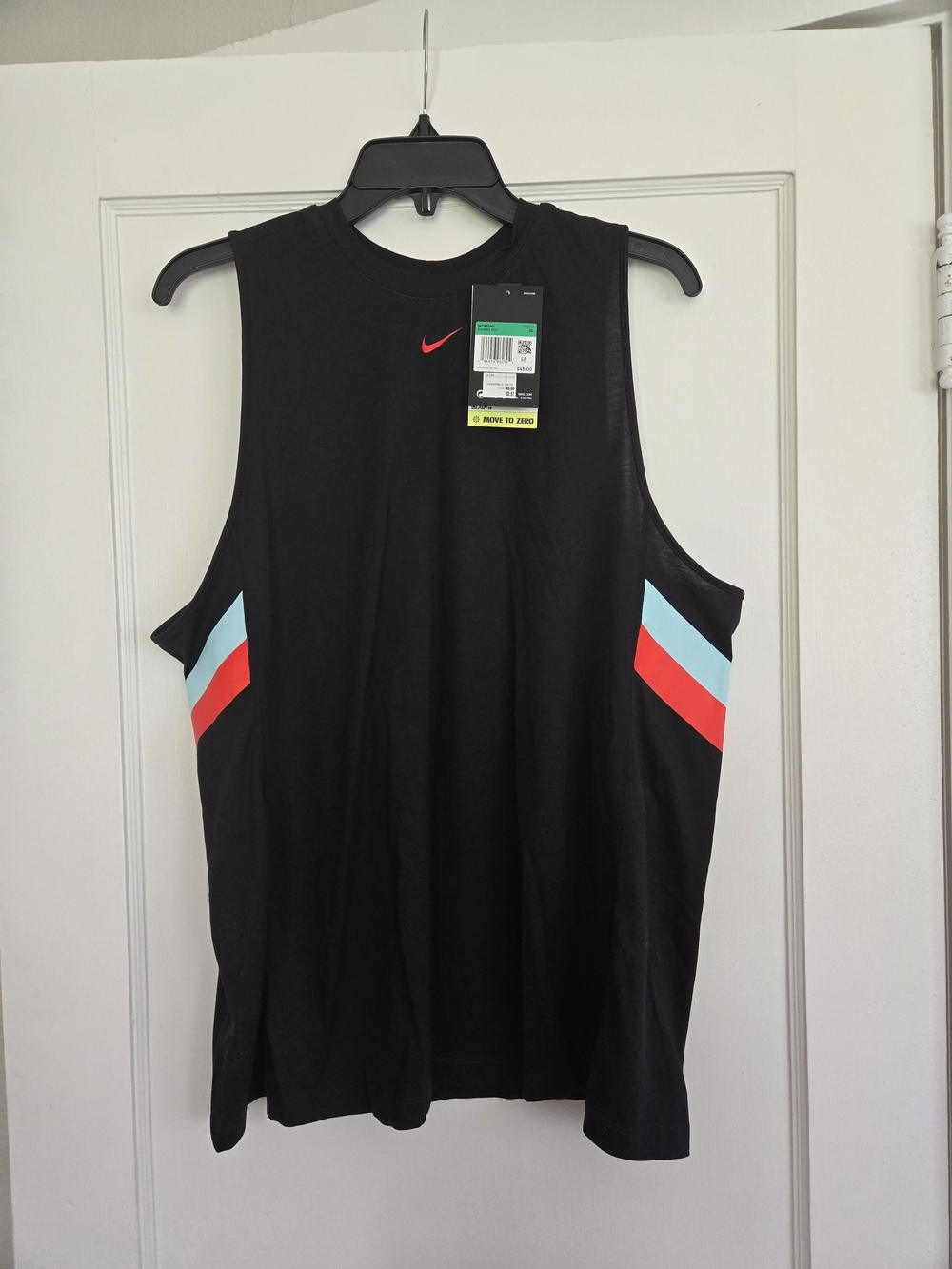 Nike Black Muscle Tank with Red & Light Blue Accent